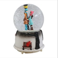 Mobgift Romantik Aşıklar Ayakta Büyük Boy Püskürtmeli Işıklı Müzikli Motorlu Kar Küresi
