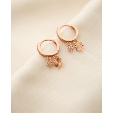 Papatya Silver 925 Ayar Gümüş Yonca Figürlü Halka Kadın Küpe