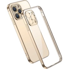 CoverZone iPhone 13 Kılıf Dört Köşe Lazer Box Arka Kapak Gold