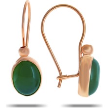 Sümer Telkari Yeşim Taşlı Rose Gümüş Küpe 5524