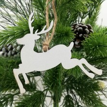 Lora Davet Yılbaşı Yeniyıl Süsleri Ahşap Geyik Beyaz 16221