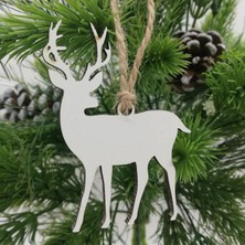 Lora Davet Yılbaşı Yeniyıl Süsleri Ahşap Geyik - Beyaz 16224