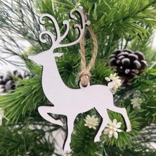 Lora Davet Yılbaşı Yeniyıl Süsleri Ahşap Geyik - Beyaz 16227