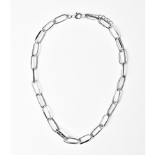 BijuStore Gümüş Renk Kadın Bakla Zincir Kolye