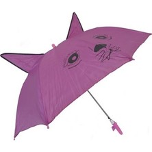 Mobgift Düdüklü ve Kulaklı Baston Çocuk Şemsiyesi (Mor)
