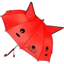 Mobgift Düdüklü ve Kulaklı Baston Çocuk Şemsiyesi (Kırmızı)