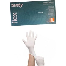 Tenty Flexa Beyaz Pudrasız Latex Eldiven L 100'lü