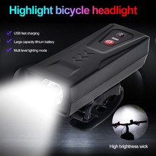 Enjoy Outdoor USB Şarj Bisiklet Işığı Kablosuz Korna Mtb Bisiklet Ön Arka Arka Arka Lamba Seti Bisiklet Güvenlik Uyarı Işığı Su Geçırmez (Yurt Dışından)