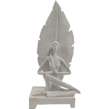 Pol & Art HYK270 Yapraklı Yogacı Kız Ham Polyester Obje