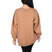 Co&Mi Oversıze Bisiklet Yaka Sweatshirt-Camel