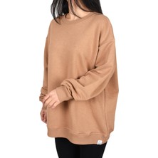 Co&Mi Oversıze Bisiklet Yaka Sweatshirt-Camel