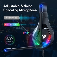 Wintory USB + 3.5mm 4 Pin Ayarlanabilir Rgb Işık Oyun Kulaklığı Siyah (Yurt Dışından)