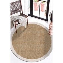Decomia Home Dijital Baskılı Kaymaz Taban Yıkanabilir Bej Çerçeveli Salon Koridor Mutfak Jüt Halı PASPAS-D7024