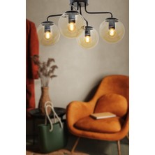 Begüsa Glop 4'lü Siyah-Bal  Camlı Avize