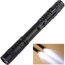 Mini LED Kalem Şeklindeki Güçlü Fener Kalem Klip Torch, Boyutu: 13.3cm-Siyah