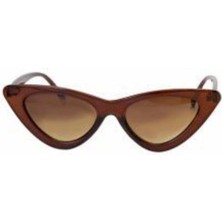 herkesetoptantic Cat Eye Retro Güneş Gözlüğü (Şeffaf Kahverengi - Kahverengi)