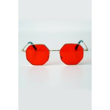 herkesetoptantic Sekizgen Unisex Güneş Gözlüğü (Kırmızı)