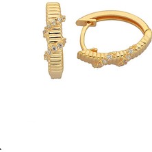 Goldium Altın Taşlı Halka Küpe