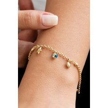 Goldium Altın Nazar Boncuklu Şans Bileklik