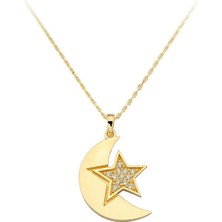 Goldium Altın Ay Yıldız Kolye