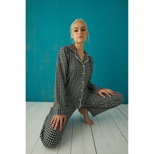 Pijamoni Kadın Süet Boydan Düğmeli Pijama Takımı - 5660-4