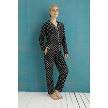 Pijamoni Kadın Süet Boydan Düğmeli Pijama Takımı - 5660-15