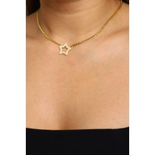 Hestia Silver Taşlı Işıltılı Yıldız 925 Ayar Gümüş Kolye