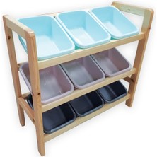 Woody Life Plastik Kutulu Ahşap Çocuk Odası Anaokulu Kreş Dolap