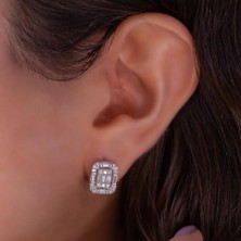 Takıhan Baget Taşlı 925 Ayar Gümüş J Küpe