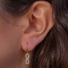 Takıhan Sonsuzluk Tasarımlı Altın Kaplama Çengelli 925 Ayar Gümüş Küpe