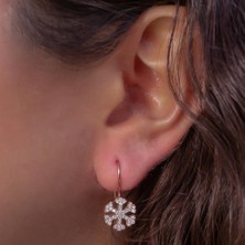 Takıhan Kar Tanesi Tasarımlı Rose Çengelli 925 Ayar Gümüş Küpe