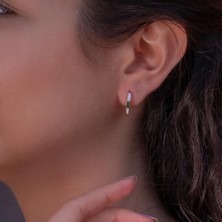 Takıhan Yeşil Baget Taşlı Rose Kaplama 925 Ayar Gümüş Halka Küpe
