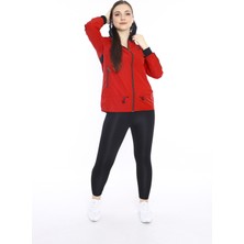 Escetic Spor Kadın Yağmurluk - Rüzgarlık - Kapşonlu İnce Mont -Kadın Ceket - 6560