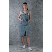 Livanomi Jean Midi Boy Salopet Elbise