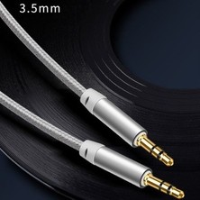 Hiqonic Apple iPhone Samsung Xiaomi Huawei Oppo Uyumlu Örme 3,5mm. Aux Çelik Örgü Araç Ev Müzik Video Ses Kablosu.