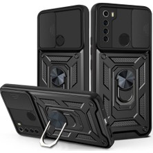 Fibaks Xiaomi Redmi Note 8 Uyumlu Kılıf Kamera Korumalı Sürgülü Yüzüklü Armor Military Tank Zırh