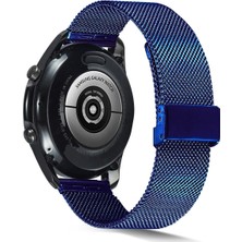 AktarMobile Huawei Watch Gt 3 46 mm Uyumlu Hasır Metal Kordon  Klipsli Tel Örgü Kayış Lacivert