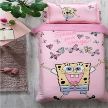 Özdilek Nevresim Takımı Ranforce Tek Kişilik Pembe Sponge Bob Butterfly