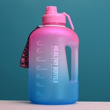 Yuekeda 2.2L Spor Ve Fitness Saman Büyük Su Şişesi  Degrade Gül Kırmızı Mavi (Yurt Dışından)