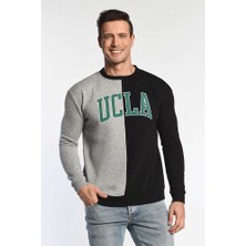Ucla REDDLEY Siyah Bisiklet Yaka Pamuklu Aplikeli Standard Fit Erkek Sweatshirt