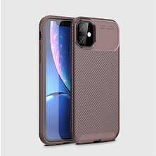 MobaxAksesuar Apple iPhone 11 Kılıf Karbon Silikon Case Kahverengi