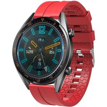 MobaxAksesuar Samsung Galaxy Watch 3 45MM  Kordon  Silikon Şerit Kordon  23 Kırmızı