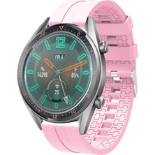 MobaxAksesuar Samsung Galaxy Watch 3 45MM  Kordon  Silikon Şerit Kordon  23 Pembe