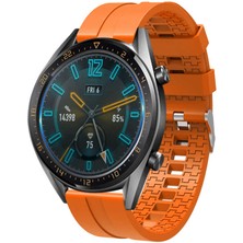 MobaxAksesuar Samsung Galaxy Watch 3 45MM  Kordon  Silikon Şerit Kordon  23 Turuncu