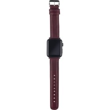 Vagave Apple Watch Uyumlu Deri Kordon 42 44 45 mm Bordo