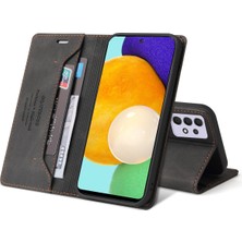 Eabhulie Samsung Galaxy A52 / A52 5g Için Premium Vintage Pu Deri Kılıf Mat Cüzdan Çevirme Standı Kapağı Siyah (Yurt Dışından)
