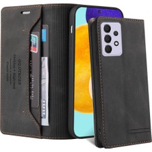 Eabhulie Samsung Galaxy A52 / A52 5g Için Premium Vintage Pu Deri Kılıf Mat Cüzdan Çevirme Standı Kapağı Siyah (Yurt Dışından)