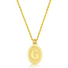 Bilezikci G Harfi Oval Altın Kolye
