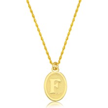 Bilezikci F Harfi Oval Altın Kolye