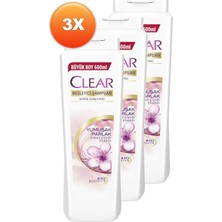 Clear Kadınlara Özel Yumuşak Parlak Kiraz Çiçeği Şampuan 600 Ml. 3lü Set